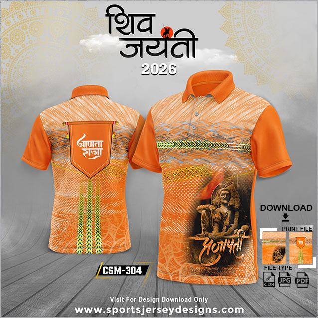 CSM-304- ORANGE AND BLACK CHHATRAPATI SHIVAJI MAHARAJ SUBLIMATION JERSEY DESIGN
