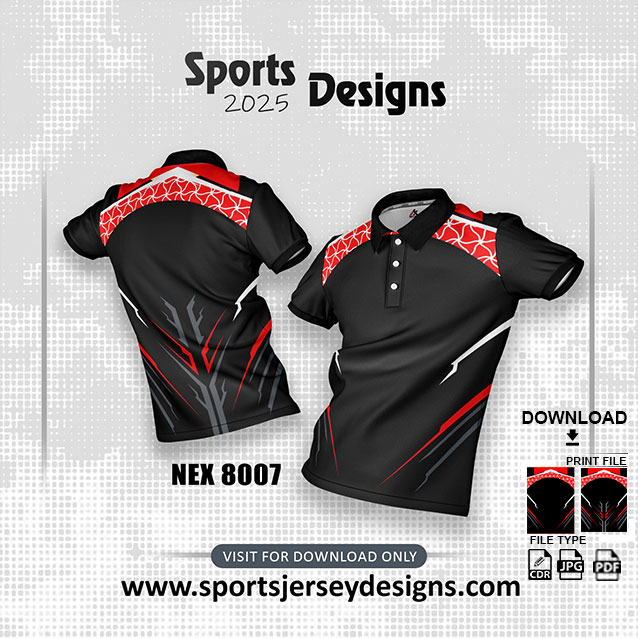 NEX-8007-RED AND BLACK SPORTSWEAR SUBLIMATION JERSEY DESIGN ₹349.00