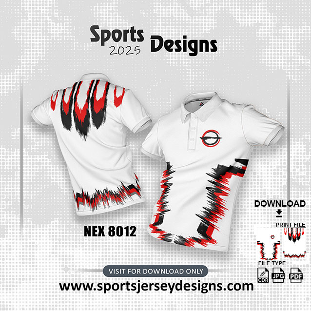 NEX-8012 RED,GREY,BLACK AND WHITE SPORTSWEAR SUBLIMATION JERSEY DESIGN