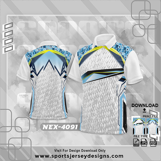 NEX-4091 BLUE GREY AND WHITE SPORTSWEAR SUBLIMATION JERSEY DESIGN