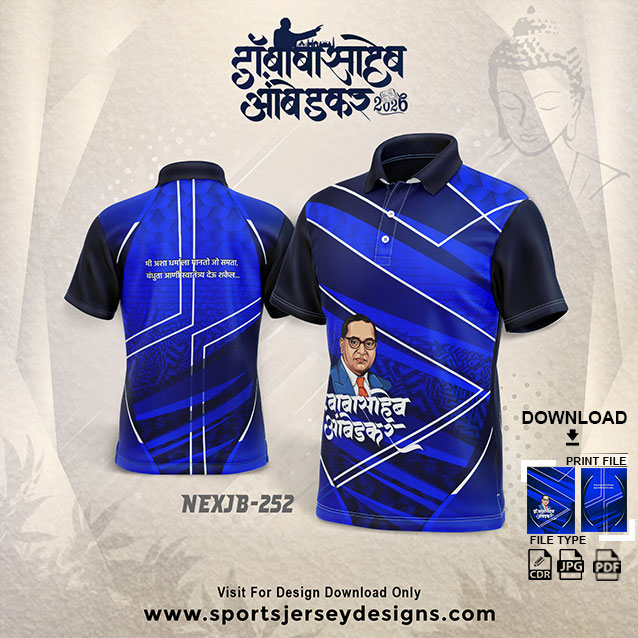 NEX-252 BLUE AND BLACK DR.BABA SAHEB AMBEDKAR SUBLIMATION JERSEY DESIGN IN NAVY BLUE COLOR