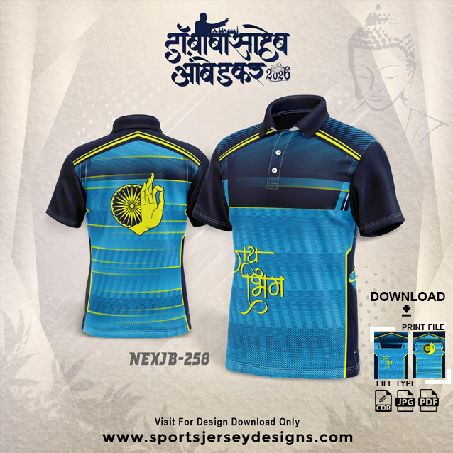 NEXJB-258 Dr. Babasaheb Ambedkar Jayanti Jersey Design Navy Blue with India Blue | 14 April Group T-Shirt