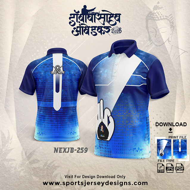 NEXJB-259 Dr. Babasaheb Ambedkar Jayanti Jersey Design Navy Blue with India Blue Digital Pattern | 14 April Group T-Shirt