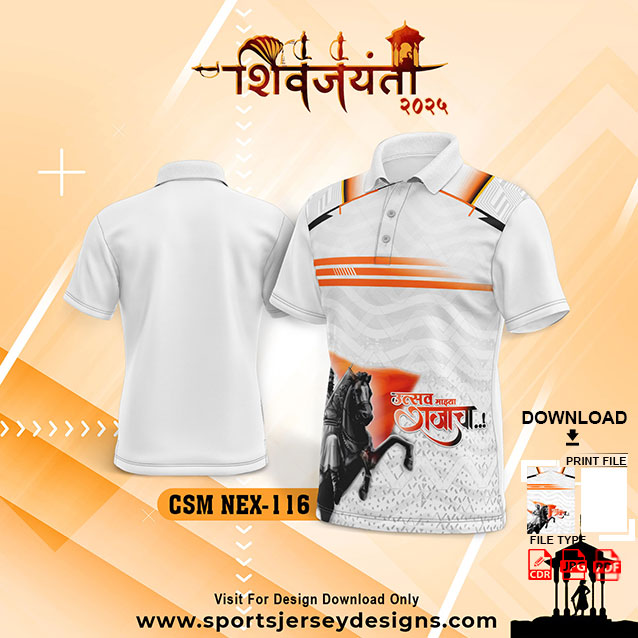 CSM NEX 116 Chhatrapati Shivaji Maharaj Sublimation Jersey Desing In White Color