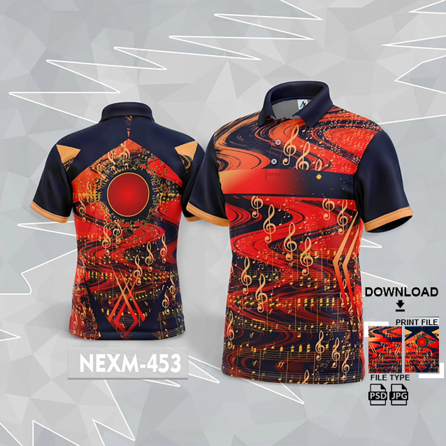 NEXM-453 MUSICAL BANJO GROUP SUBLIMATION JERSEY DESIGN IN ORANGE AND BLACK COLOR