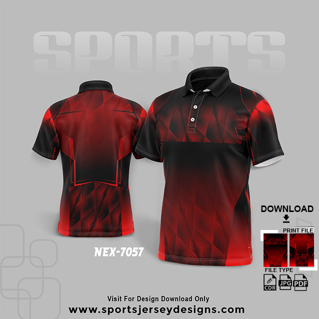 NEX-7057 RED WITH BLACK SPORTSWEAR SUBLIMATION JERSEY DESIGN