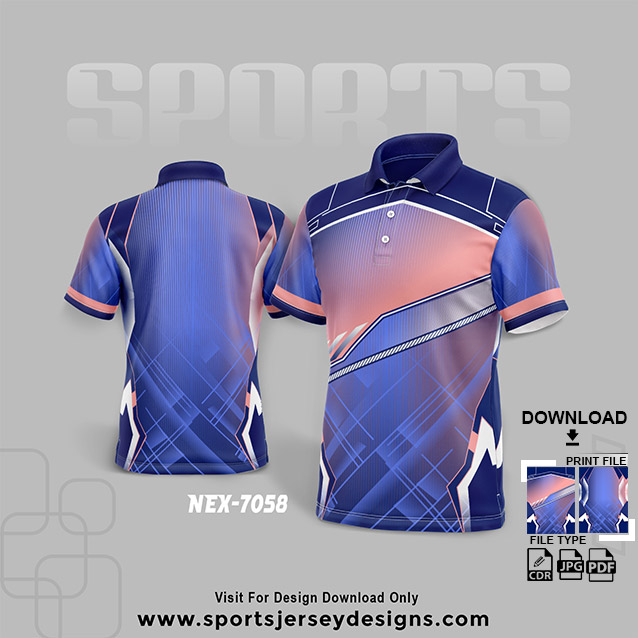 NEX-7058 BLUE WITH WHITE SPORTSWEAR SUBLIMATION JERSEY DESIGN