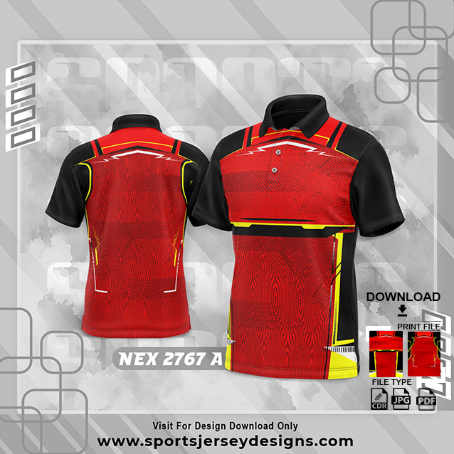 NEX-2767 RED WITH BLACK SPORTSWEAR SUBLIMATION JERSEY DESIGN