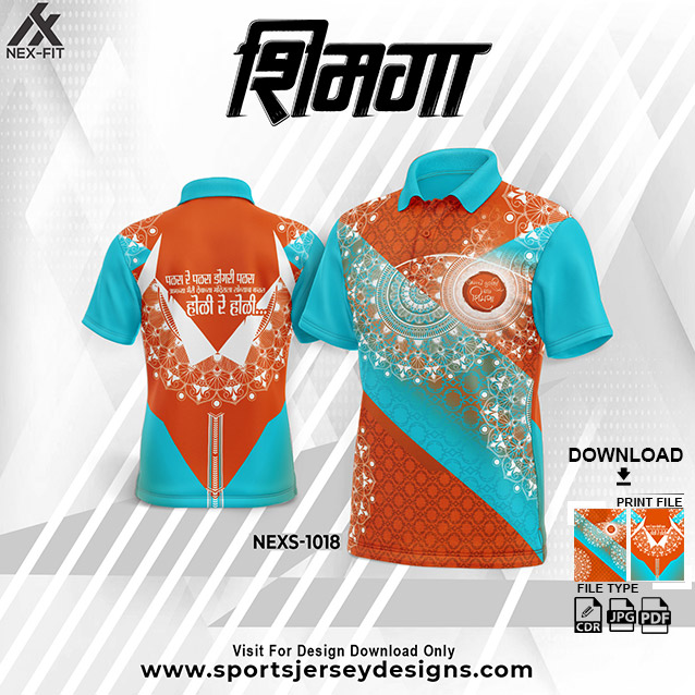 NEXS-1018 BLUE WITH ORANGE SHIMGA FESTIVAL SUBLIMATION JERSEY DESIGN