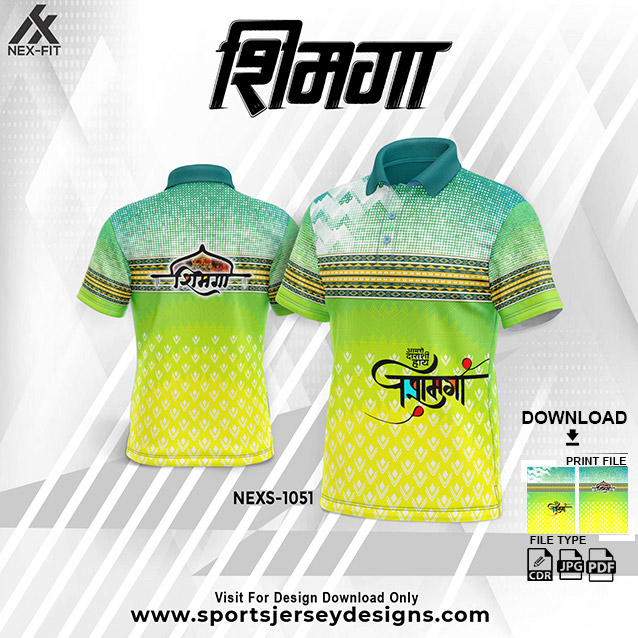 NEXS-1051 GREEN WITH YELLOW SHIMGA FESTIVAL SUBLIMATION JERSEY DESIGN