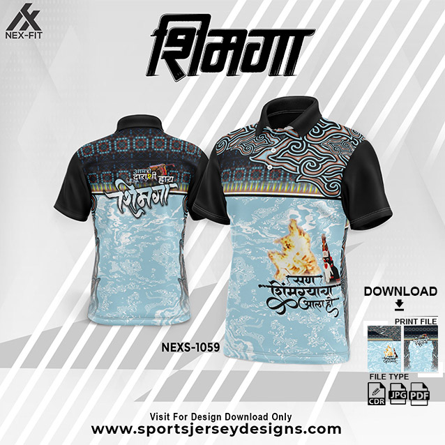 NEXS-1059 BLUE WITH BLACK SHIMGA FESTIVAL SUBLIMATION JERSEY DESIGN