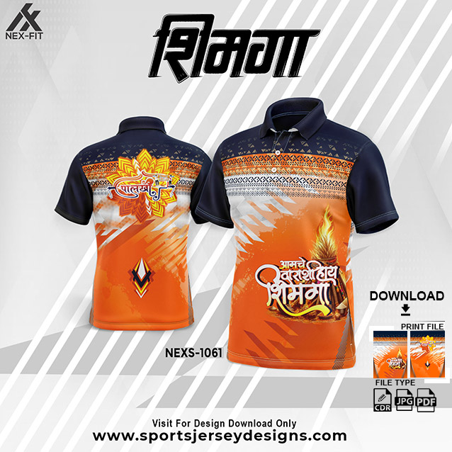 NEXS-1061 ORANGE WITH BLUE SHIMGA FESTIVAL SUBLIMATION JERSEY DESIGN
