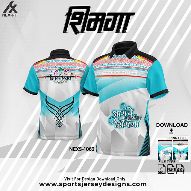 NEXS-1063 BLUE WITH WHITE SHIMGA FESTIVAL SUBLIMATION JERSEY DESIGN
