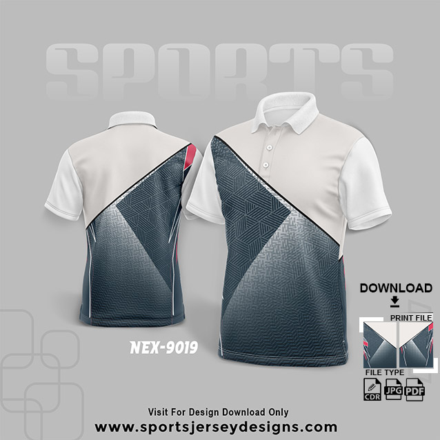 NEX-9019 GRAY WITH WHITE SPORTSWEAR SUBLIMATION JERSEY DESIGN