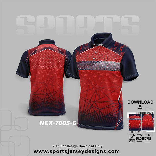 NEX-7005-G RED WITH BLUE SPORTSWEAR SUBLIMATION JERSEY DESIGN