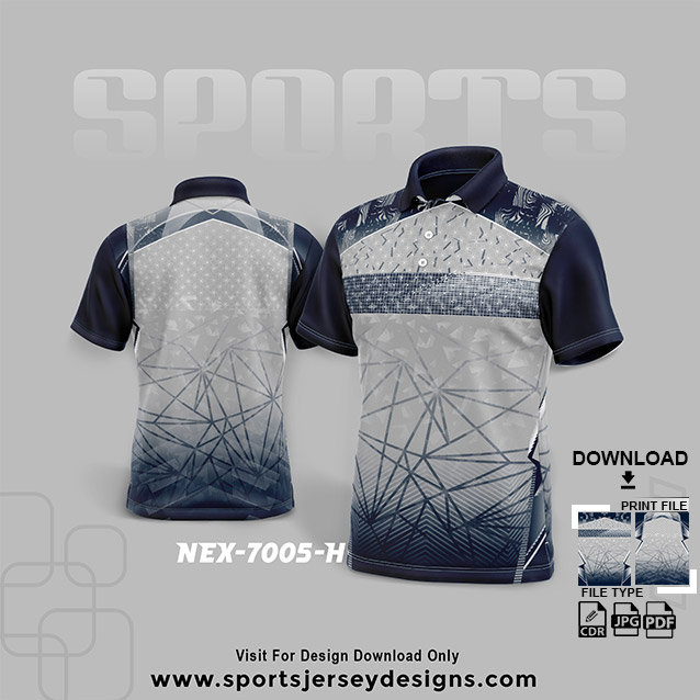 NEX-7005-H GRAY WITH BLUE SPORTSWEAR SUBLIMATION JERSEY DESIGN