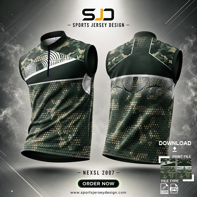 NEXSL-2007 MILITARY GREEN AND WHITE COMBINATION SPORTSWEAR SUBLIMATION JERSEY DESIGN
