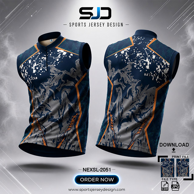 NEXSL-2051 BLUE AND GREY PATTERN COMBINATION SPORTSWEAR SUBLIMATION JERSEY DESIGN