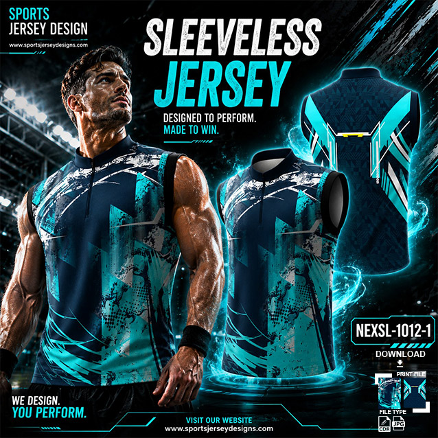 NEXSL-1012 FIROZI AND BLUE PATTERN COMBINATION SPORTSWEAR SUBLIMATION JERSEY DESIGN
