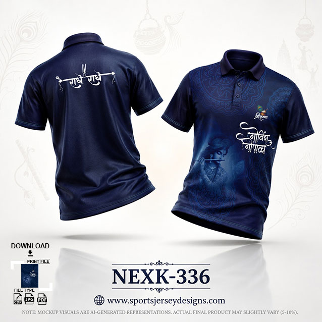 NEXK-336 NAVY BLUE DAHI HANDI FESTIVAL JERSEY DESIGN