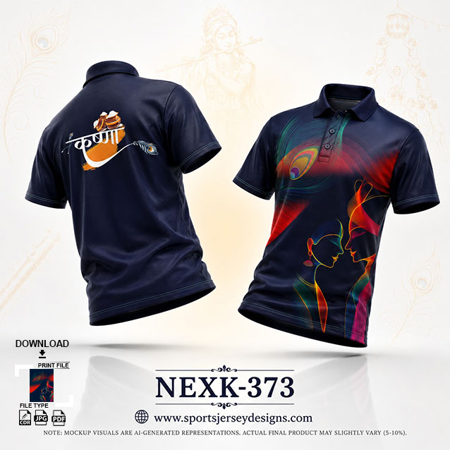 NEXK-373 NAVY BLUE AND RED DAHI HANDI FESTIVAL JERSEY DESIGN
