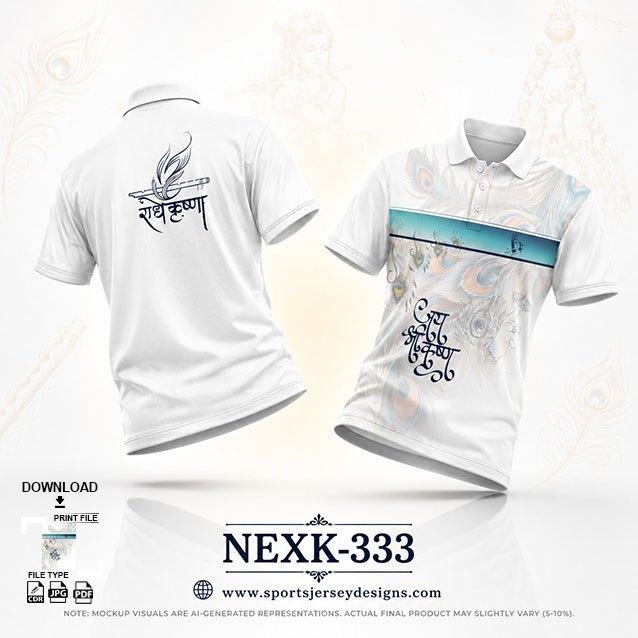 NEXK-333 WHITE AND PEACOCK SHADE DAHI HANDI FESTIVAL JERSEY DESIGN
