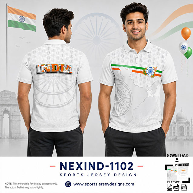 NEXIND-1102 WHITE,ORANGE AND GREY INDEPENDENCE DAY SUBLIMATION JERSEY DESIGN