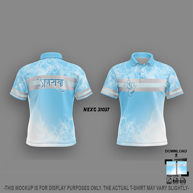 NEXG-31037 BLUE AND WHITE PATTERN GANESHA FESTIVAL JERSEY DESIGN