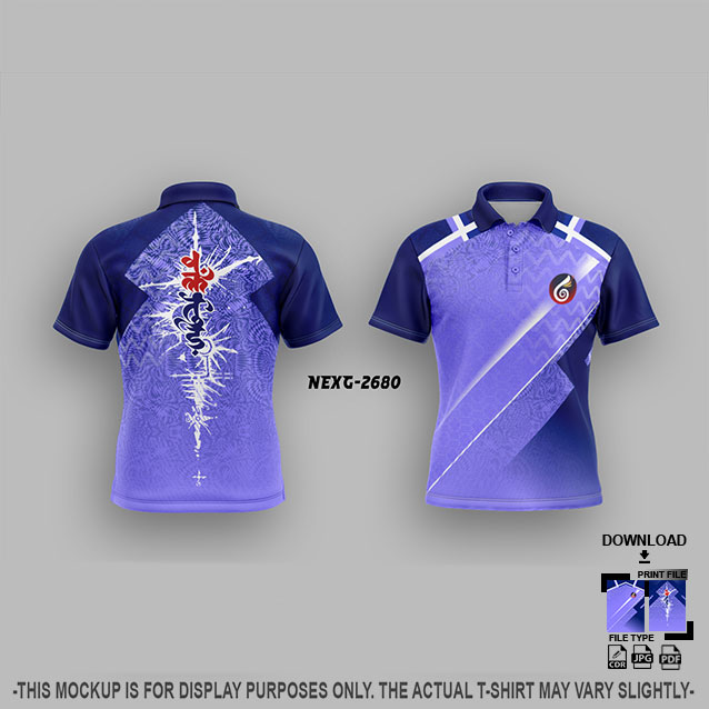 NEXG-2680 PURPLE AND NAVY BLUE  PATTERN GANESHA FESTIVAL JERSEY DESIGN