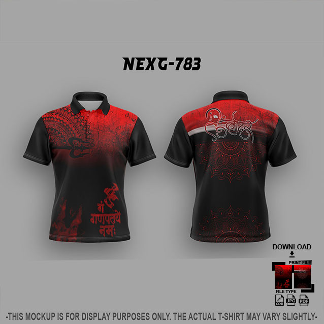 NEXG-783 RED AND BLACK PATTERN GANESHA FESTIVAL JERSEY DESIGN