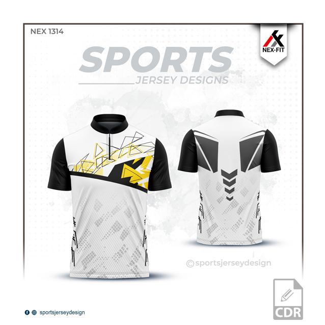 NEX-1314 WHITE AND BLACK SPORTSWEAR SUBLIATION JERSEY DESIGN