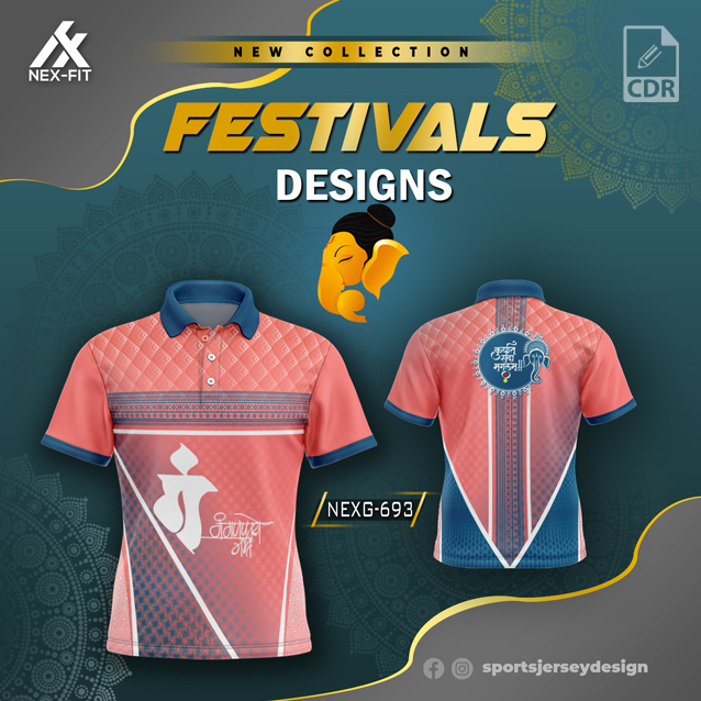 NEXG-693 GANESHA FESTIVAL JERSEY DESIGN IN PEACH COLOR FOR SUBLIMATION