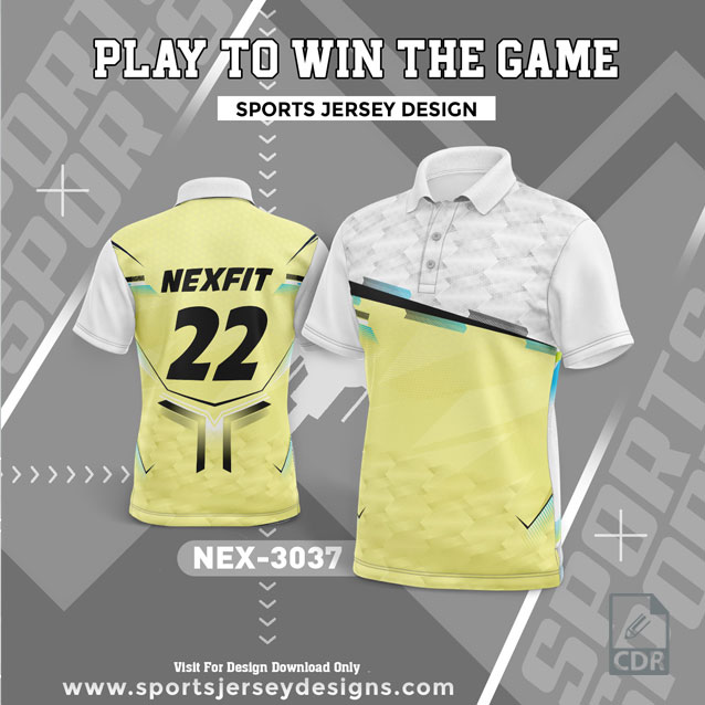 NEX 3037 LEMON YELLOW AND WHITE SPORTSWEAR SUBLIMATION JERSEY DESIGN
