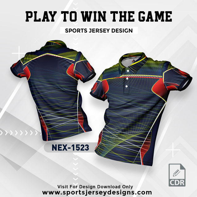 NEX 1523 NAVY BLUE WITH RED AND YELLOW GRADIENT SPORTSWEAR SUBLIMATION JERSEY DESIGN