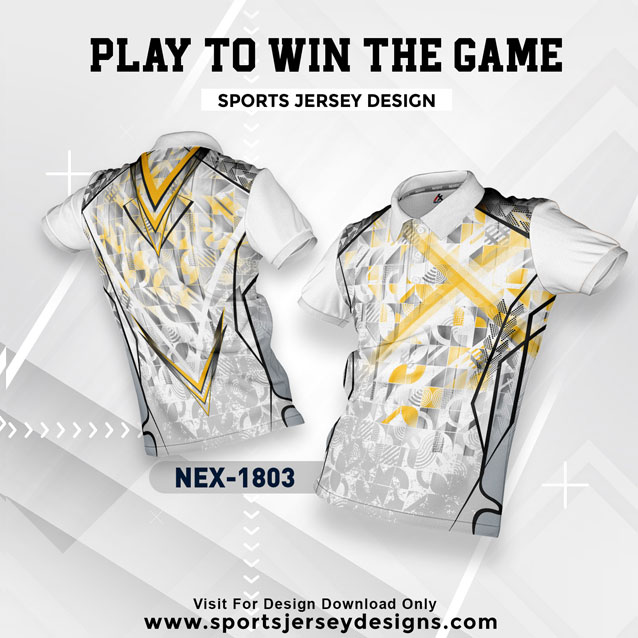 NEX 1803 WHITE WITH YELLOW GRADIENT SPORTSWEAR SUBLIMATION JERSEY DESIGN