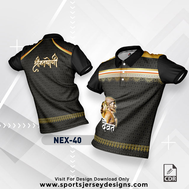 NEX 40 Chhatrapati Shivaji Maharaj Sublimation Jersey Desing In Black And Gloden Color