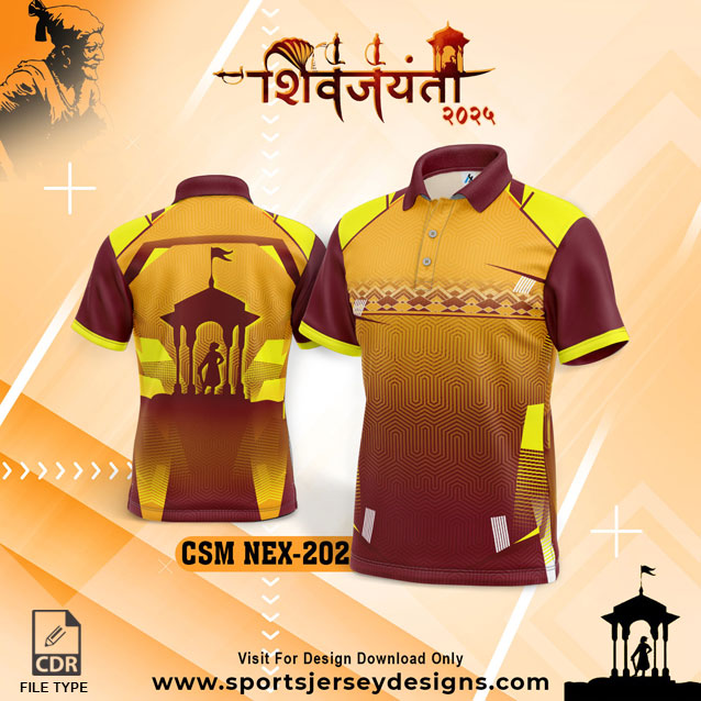 CSM NEX 202 Chhatrapati Shivaji Maharaj Sublimation Jersey Desing In Golden Yellow And Black Color