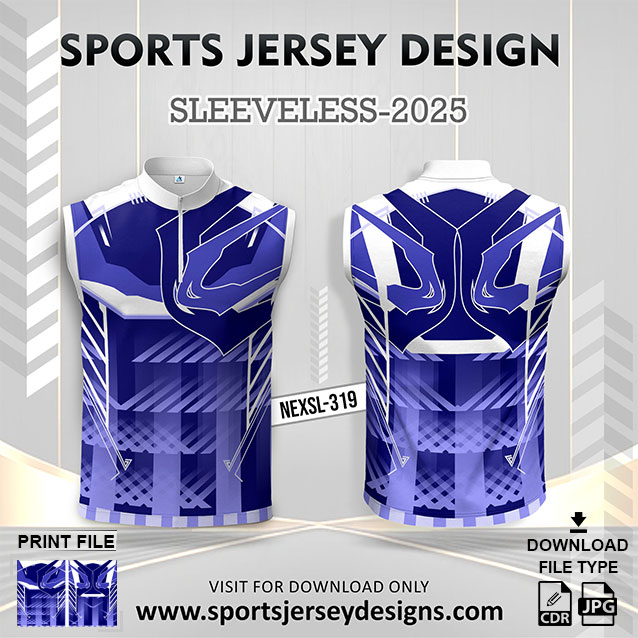 NEXSL-319 Purple And Royal Blue Sleeveless Sublimation Jersey Design for Monsoon Cricket