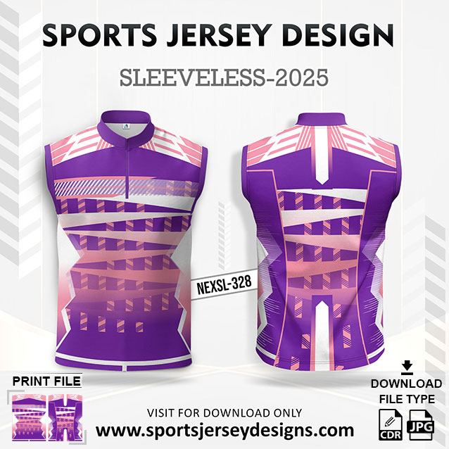 NEXSL-328 Purple And Peach Sleeveless Sublimation Jersey Design for Monsoon Cricket
