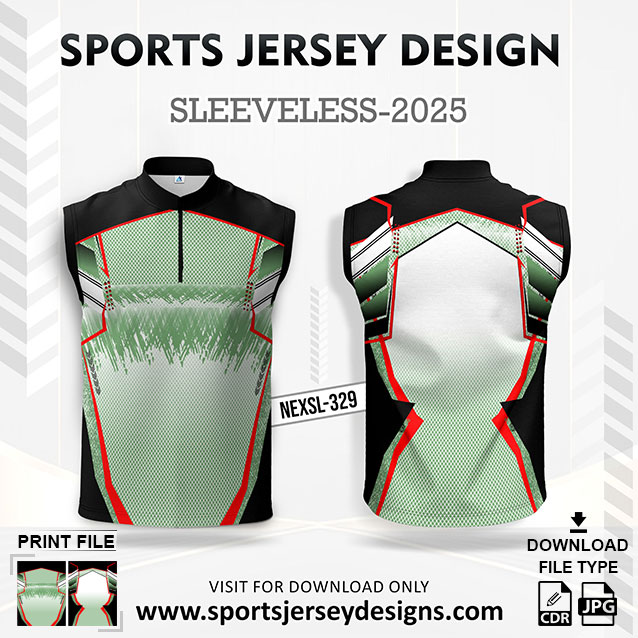 NEXSL-329 Green And Black Sleeveless Sublimation Jersey Design for Monsoon Cricket