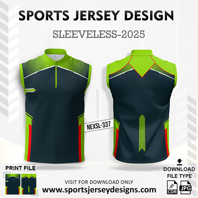 NEXSL-337 Pista Green Sleeveless Sublimation Jersey Design for Monsoon Cricket