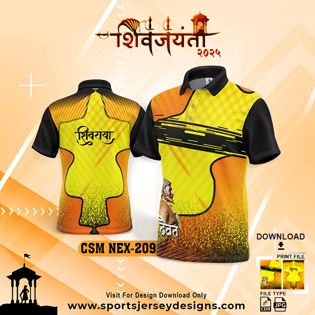 CSM NEX-209 Chhatrapati Shivaji Maharaj Sublimation Jersey Design In Yellow And Black