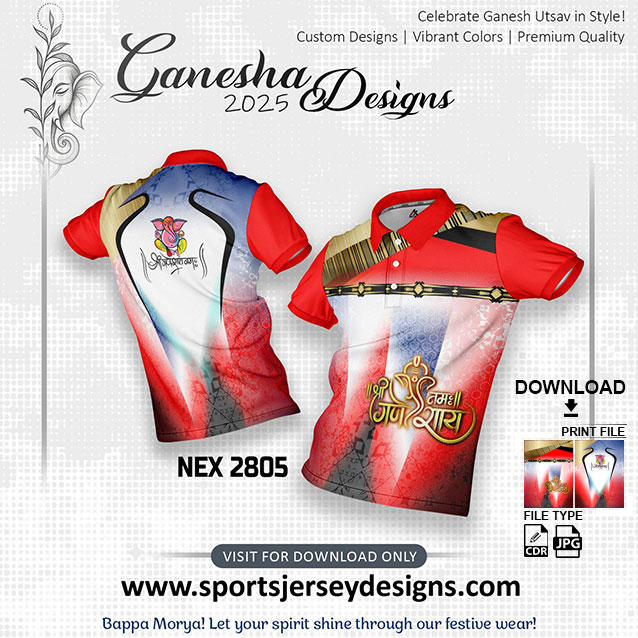 NEX 2805 Ganesha Festival Design for Sublimation Print: Red And Gold