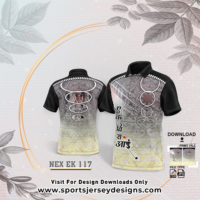 NEX EK 117  WITH GREY AND BLACK GRADIENT EKVIRA AAI PALKHI SUBLIMATION JERSEY DESIGN