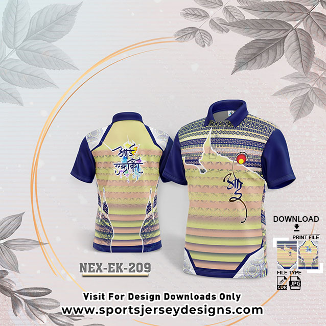 NEX-EK-209  WITH ROYAL BLUE AND LIGHT YELLOW GRADIENT EKVIRA AAI PALKHI SUBLIMATION JERSEY DESIGN