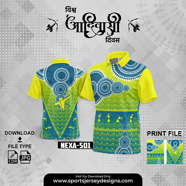 NEXA-501  ADIVASI FESTIVAL DESIGN FOR SUBLIMATION PRINT : LEMON YELLOW AND AIR FROCE COLOR
