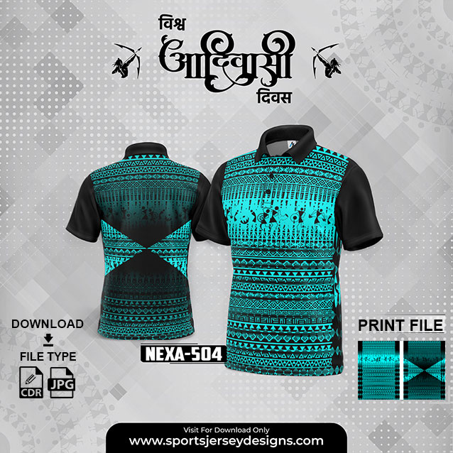 NEXA-504  ADIVASI FESTIVAL DESIGN FOR SUBLIMATION PRINT : BLUE AND BLACK COLOR