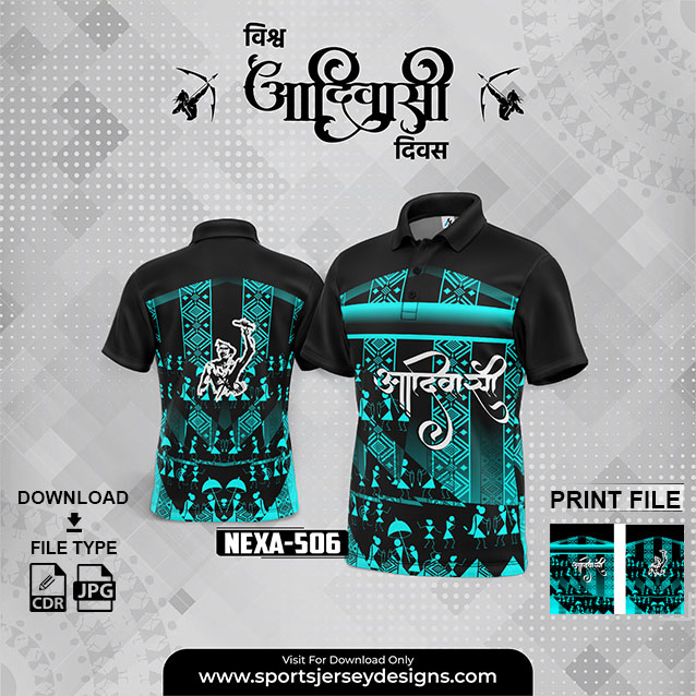NEXA-506 ADIVASI FESTIVAL DESIGN FOR SUBLIMATION PRINT : BLUE AND BLACK COLOR
