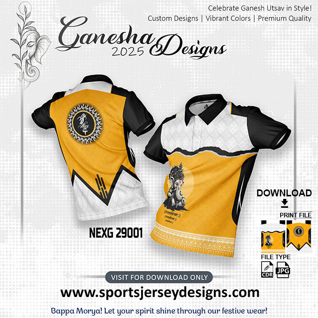 NEXG 29001 Ganesha Festival Design for Sublimation Print: Gold Yellow And Black