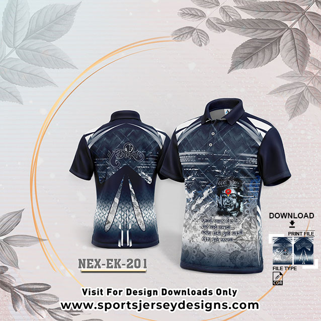 NEX-EK-201 WITH NAVY BLUE AND WHITE GRADIENT EKVIRA AAI PALKHI SUBLIMATION JERSEY DESIGN